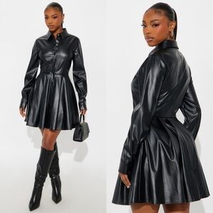 Fashion Nova Faux Leather Collared Dress